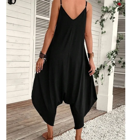 Boho Solid Harem Leg Cami Jumpsuit - Picture 4 of 12